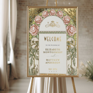 Willkommensschild Pfingstrosen Goldene Hochzeit Foliendrucke