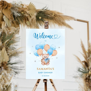 Willkommensschild Plakat Teddybär Baby Shower
