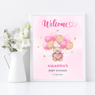 Willkommensschild Plakat Teddybär Baby Shower