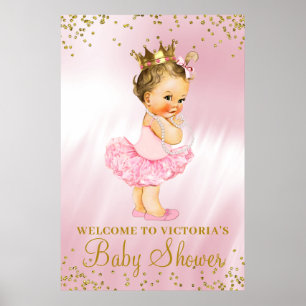 Willkommensschild Prinzessin Tutu Baby Shower Brau Poster