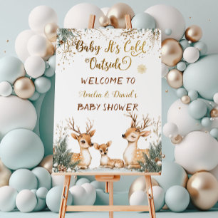Willkommensschild Rehkitz Winter Wald Baby Shower Acrylschild