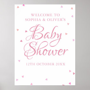 Willkommensschild rosa Liebesherzen Baby Girl Show Poster