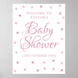 Willkommensschild rosa Liebesherzen Baby Mädchen D Poster
