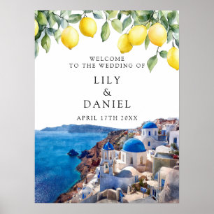 Willkommensschild Santorin Griechenland Lemminge H Poster