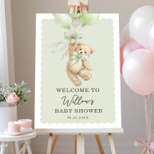 Willkommensschild Teddybär-Balloons Baby Shower