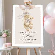 Willkommensschild Teddybär-Balloons Baby Shower