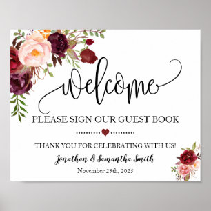 Willkommensschild unser Gästebuch Hochzeit Marsala