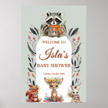 Willkommensschild Waldtiere Baby Shower Süß Für