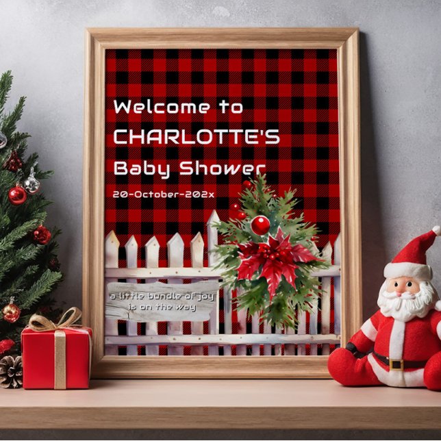 Willkommensschild Weihnachtszaun Buffalo Plaid Bab Poster (Von Creator hochgeladen)