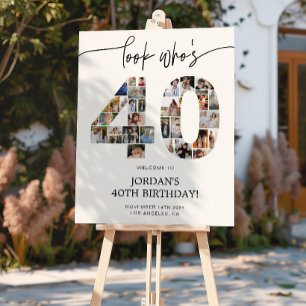 Willkommensschild zum 40. Geburtstag Foto-Collage Poster
