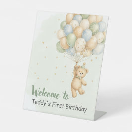 Willkommensschild zum Teddybär-Geburtstag Sockelschild