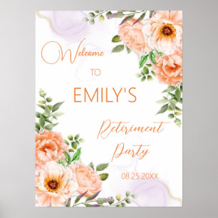 Willkommensschild zur Abschiedsfeier Orange Flower Poster