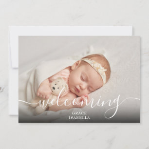 Willkommensschrift Baby Mädchen Rosa Foto Geburt Ankündigung