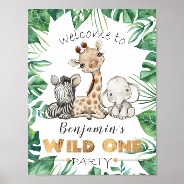 Willkommenstüren-Zeichen für Wild One Birthday Par Poster (Vorne)