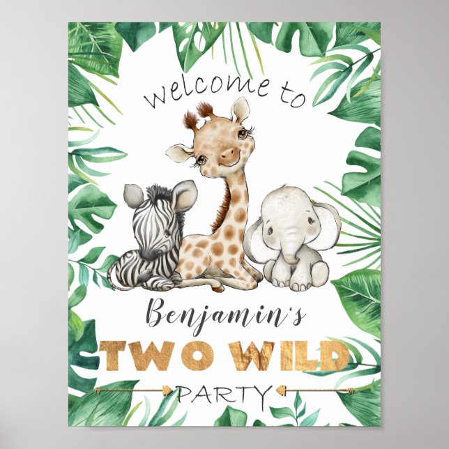 Willkommenstüren-Zeichen für zwei Wild Birthday Pa Poster (Vorne)