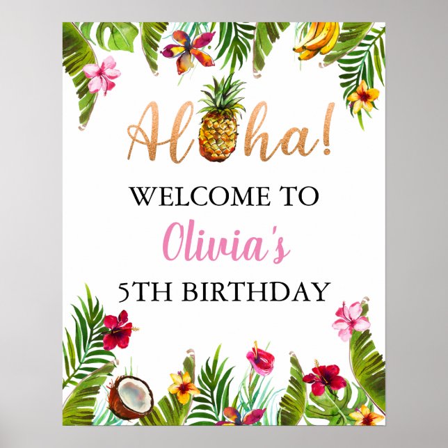 Willkommensunterschrift für die Tropical Birthday  Poster (Vorne)