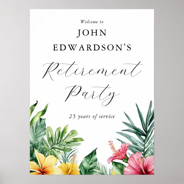 Willkommenszeichen für tropische Blume Party für d Poster (Vorne)