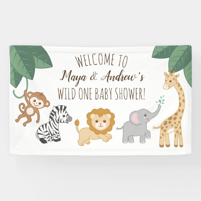 Willkommenszeichen "Wild one Safari/Jungle" Banner (Horizontal)