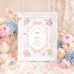 Willkürliche Florale Vintage Mädchen Baby Shower W Poster