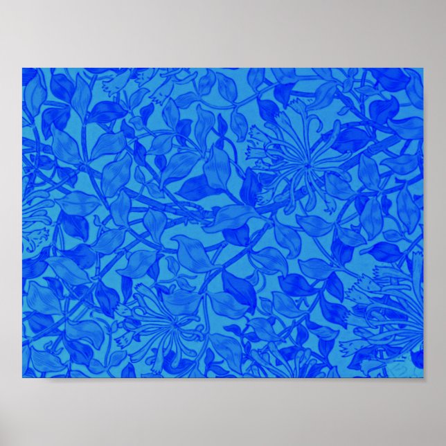 Willliam Morris - Honeysuckle in Blau Poster (Vorne)