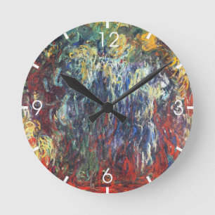 Willow am Giverny (von Claude Monet) Runde Wanduhr
