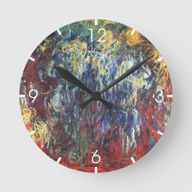 Willow am Giverny (von Claude Monet) Runde Wanduhr (Vorderseite)