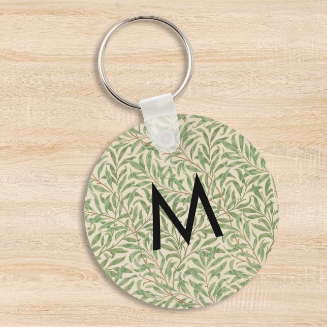 Willow Botanical Blätter William Morris Mit Monogr Schlüsselanhänger (A monogrammed keyring with William Morris Willow Bough pattern)