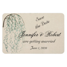 Willow Branch auf Linen Wedding Save the Date Magnet