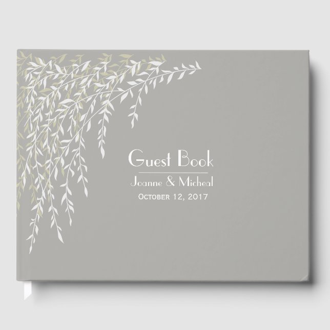 Willow Branches Taupe Wedding Guest Book Gästebuch (Vorderseite)