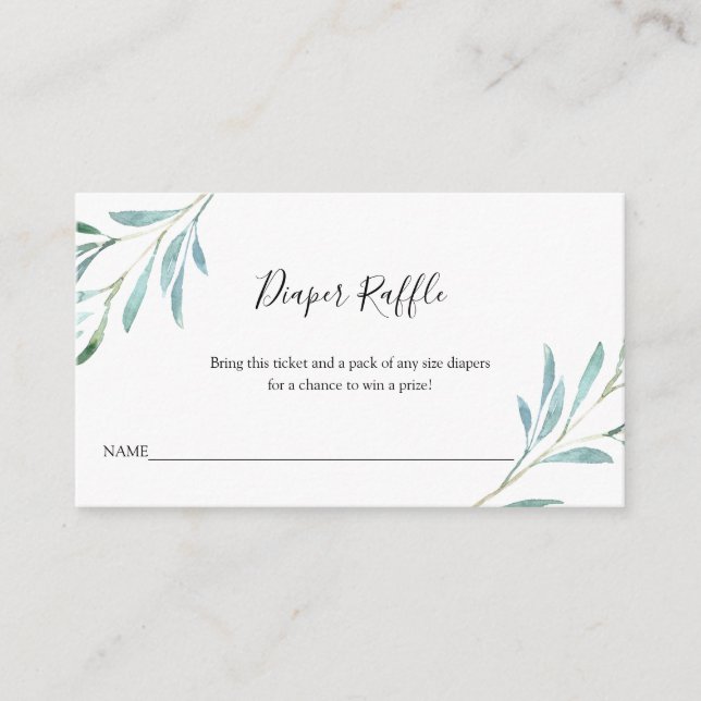 Willow Eucalyptus Baby Diaper Raffle Begleitkarte (Vorderseite)