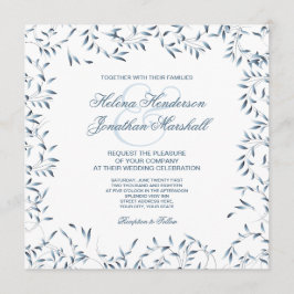 Willow Garden Elegant Blauen und weiße Blumen Einladung