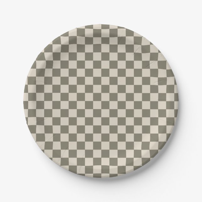 Willow Grau and Bone Checkerboard Pappteller (Vorderseite)