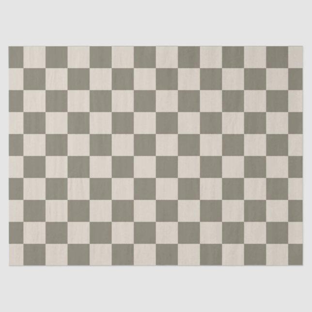 Willow Grau and Bone Checkerboard Seidenpapier (Vorderseite)