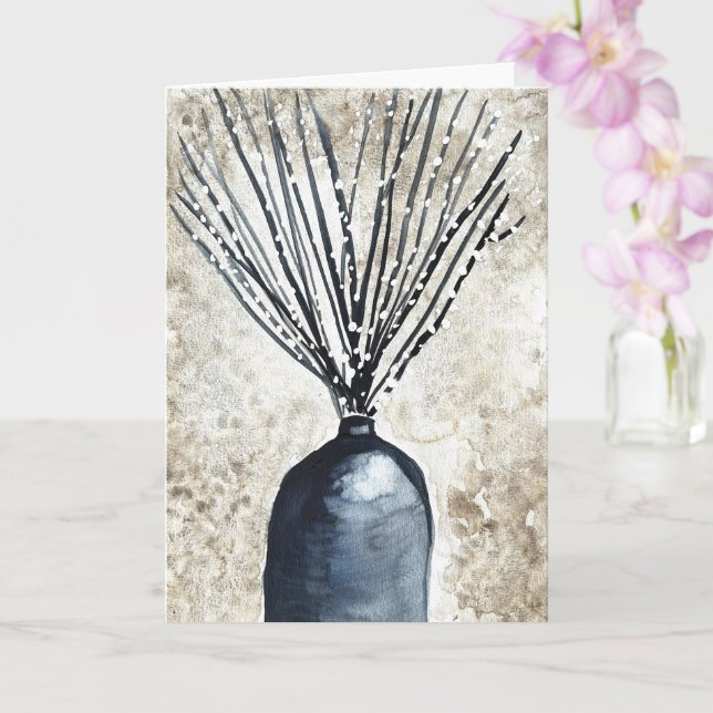Willow in Vase Aquarell Karte (Orchidee)