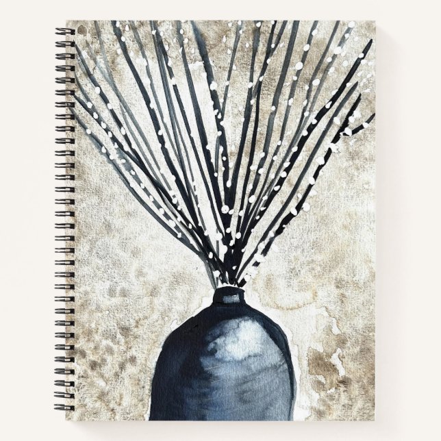 Willow in Vase Aquarell Notizbuch (Vorderseite)