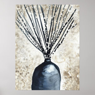 Willow in Vase Aquarell Poster