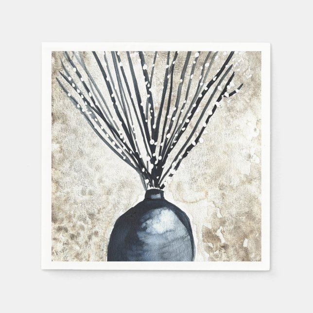 Willow in Vase Aquarell Serviette (Vorderseite)