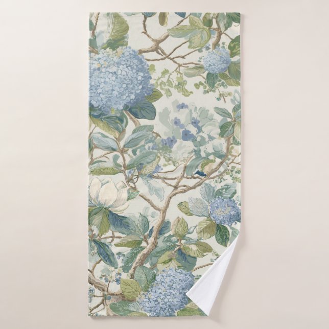 Willow Little Magnolia Wallpaper Floral Coastal Badehandtuch (Badehandtuch)