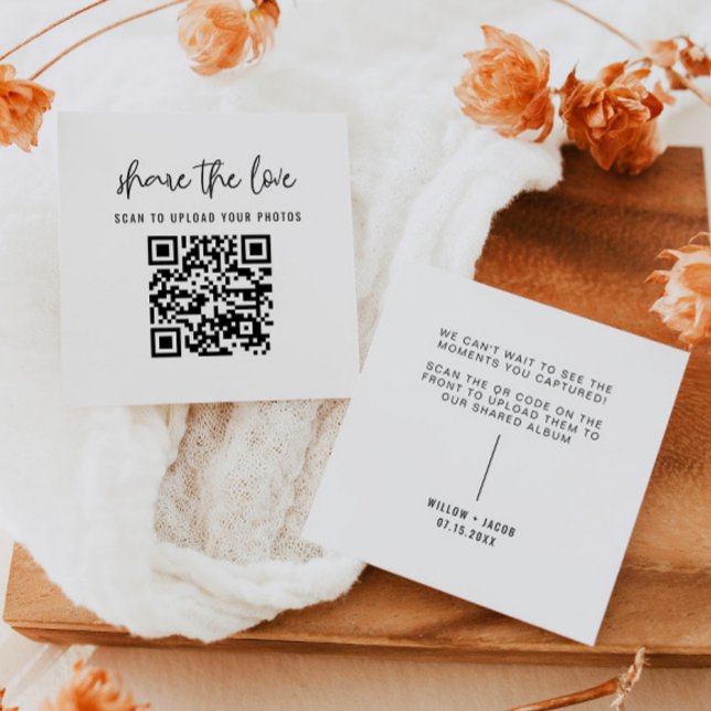 WILLOW Modern Share the Liebe QR Code Table Cards Mitteilungskarte (Von Creator hochgeladen)