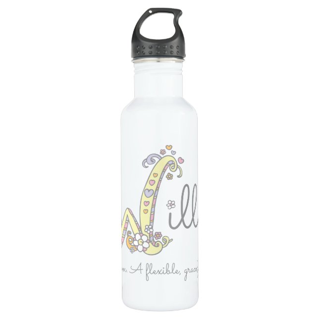 Willow name bedeutet dekorierte W Drink Flasche Edelstahlflasche (Vorderseite)