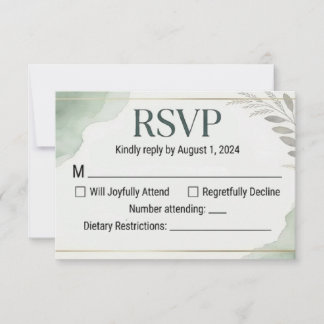 Willow Sage Wedding Response Cards RSVP Karte