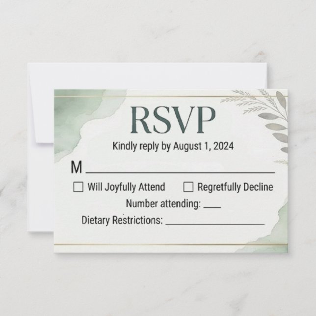 Willow Sage Wedding Response Cards RSVP Karte (Vorderseite)
