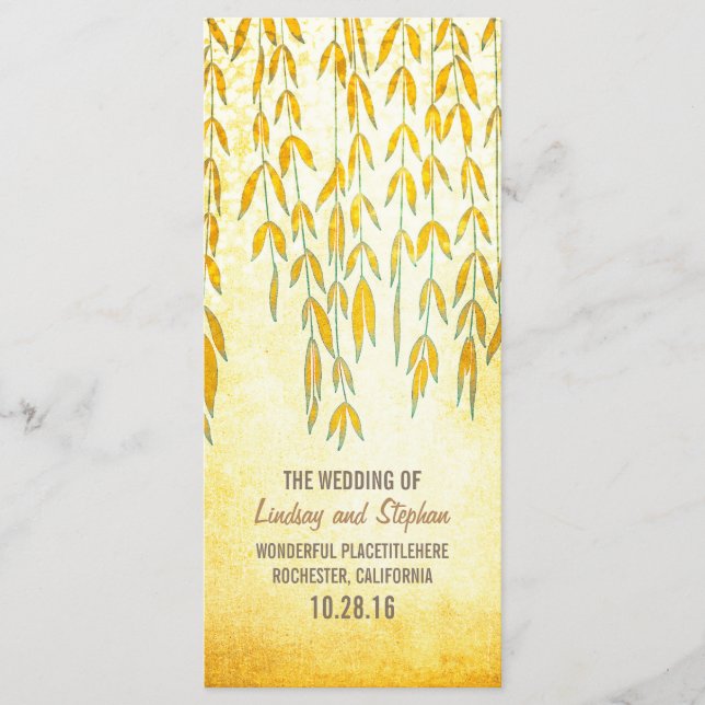 Willow Tree Branches Rustic Lights Hochzeitsprogra Programm (Vorderseite)