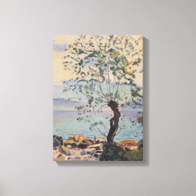 Willow Tree by the Lake (Schweizer Landschaft) Leinwanddruck (Vorderseite)