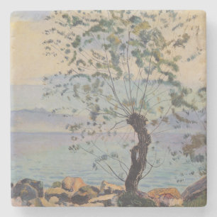 Willow Tree by the Lake (Schweizer Landschaft) Steinuntersetzer