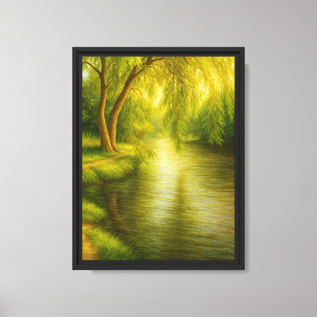 Willow Tree by the River Tranquil Leinwand Kunst,  (Vorderseite)