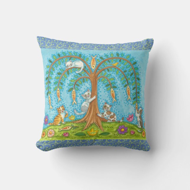 WILLOW TREE FISH & KITTENTHROW PILLOW KISSEN (Vorderseite)
