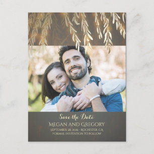 Willow Tree Gold Vintages Foto Save the Date Ankündigungspostkarte