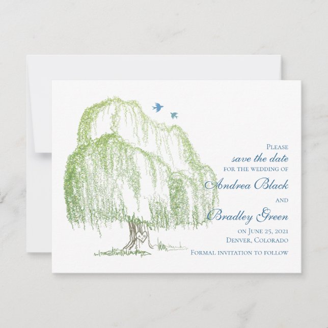 Willow Tree Hochzeit Ankündigung "Save the Date" (Vorderseite)
