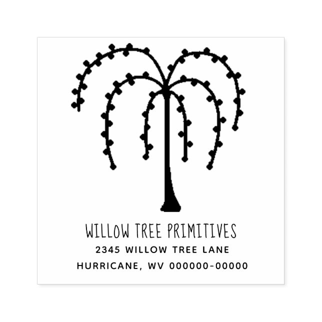 Willow Tree Rustic Business|Familienname Gummistempel (Prägung)
